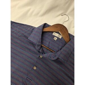Peter Millar Mens L Striped Polo‎ Shirt Golf Casual Short Sleeve Cotton